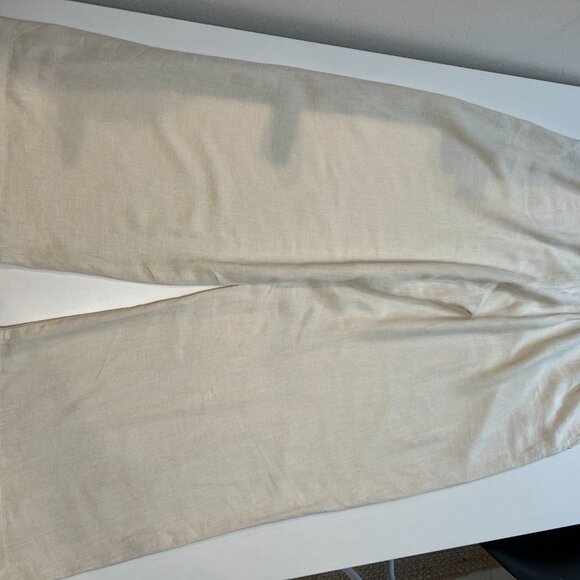 Nobody's Child Cream Linen-blend Wide Leg Shona Trousers - US10 Petite - Picture 6 of 6